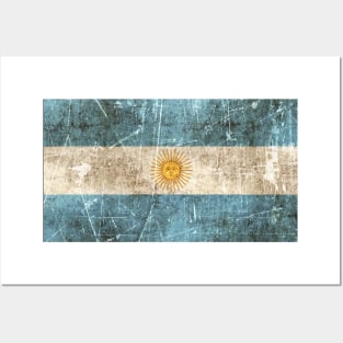 Vintage Aged and Scratched Argentinian Flag Posters and Art